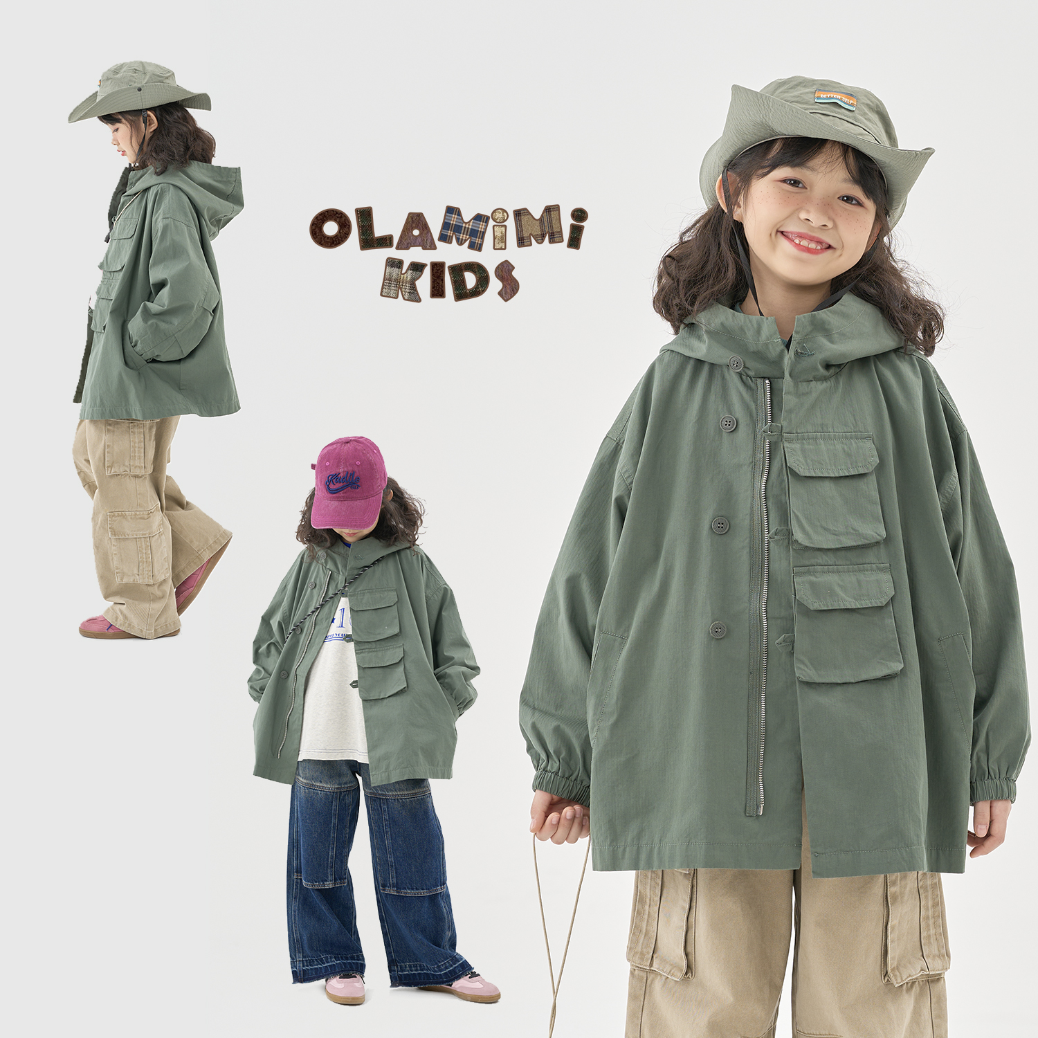 中性連帽工裝寬松休閑風衣外套