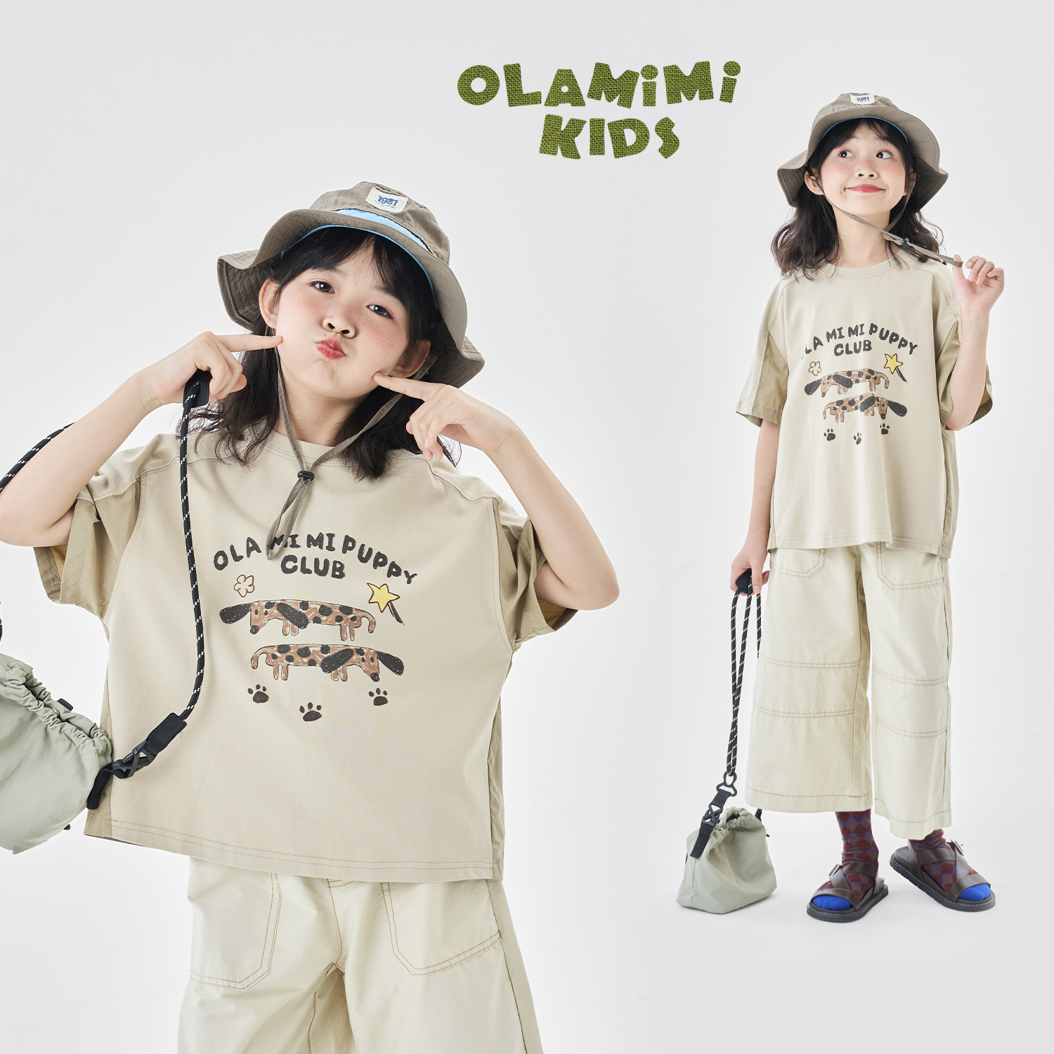 童趣涂鸦小狗个性拼接短袖T恤