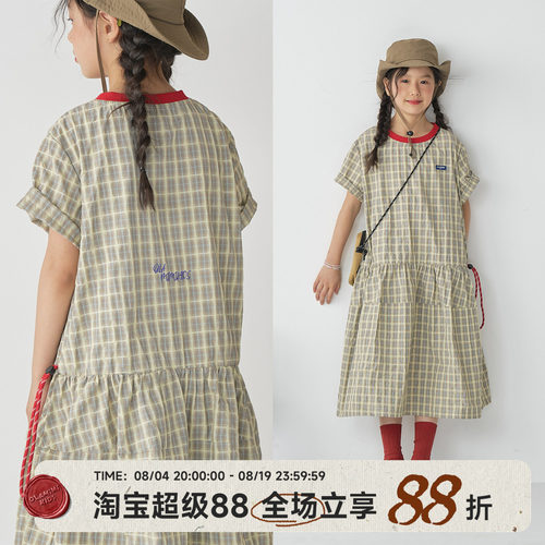 OLAMIMI女童A字轻氧麦麸娃娃裙