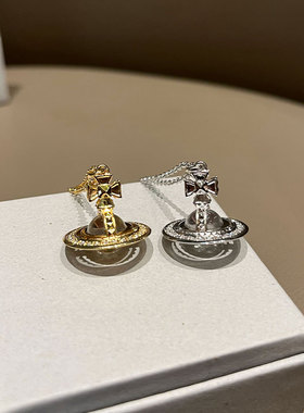 pina中号铆钉满钻orb项链金色银色皮娜立体土星项链