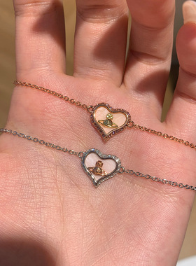 心动系天然粉贝爱心手链金色银色爆款手饰女款