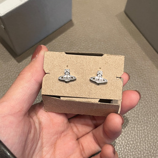 OSLO浮雕mini土星耳钉925纯银迷你平面小土星耳饰