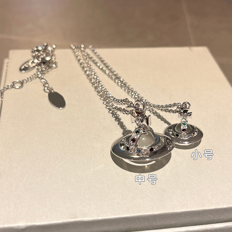 中号立体星球项链orb透明琉璃珠吊坠彩钻土星球锁骨链女款