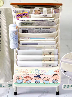 蜡笔小新挂书袋课桌收纳袋初中高中生书立书本大容量多功能书挂袋