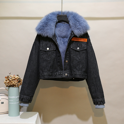 可拆卸短款内胆牛仔派克服