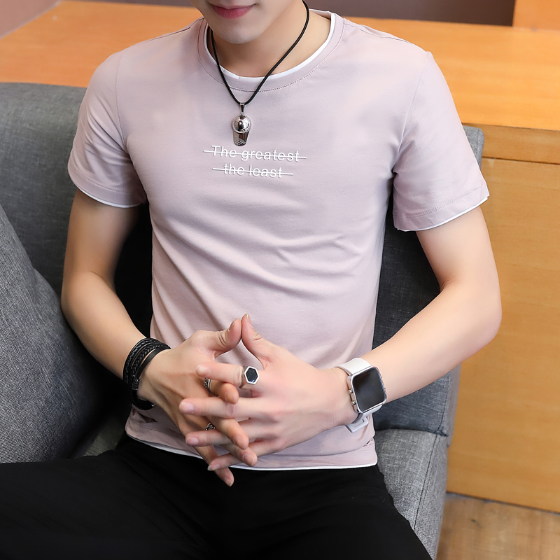 2019夏季圆领薄款男生短袖t恤韩版纯棉休闲上衣半袖体恤衫潮牌男t券后49.00元