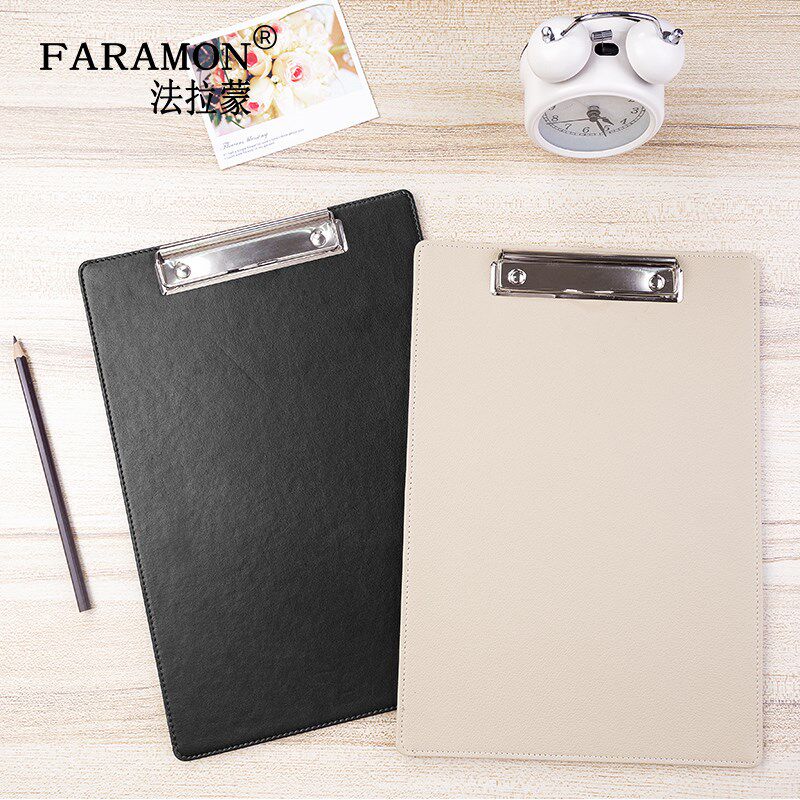 法拉蒙黑色文件夹板A4文件木板夹资料票据夹学生用韩版简约试卷夹