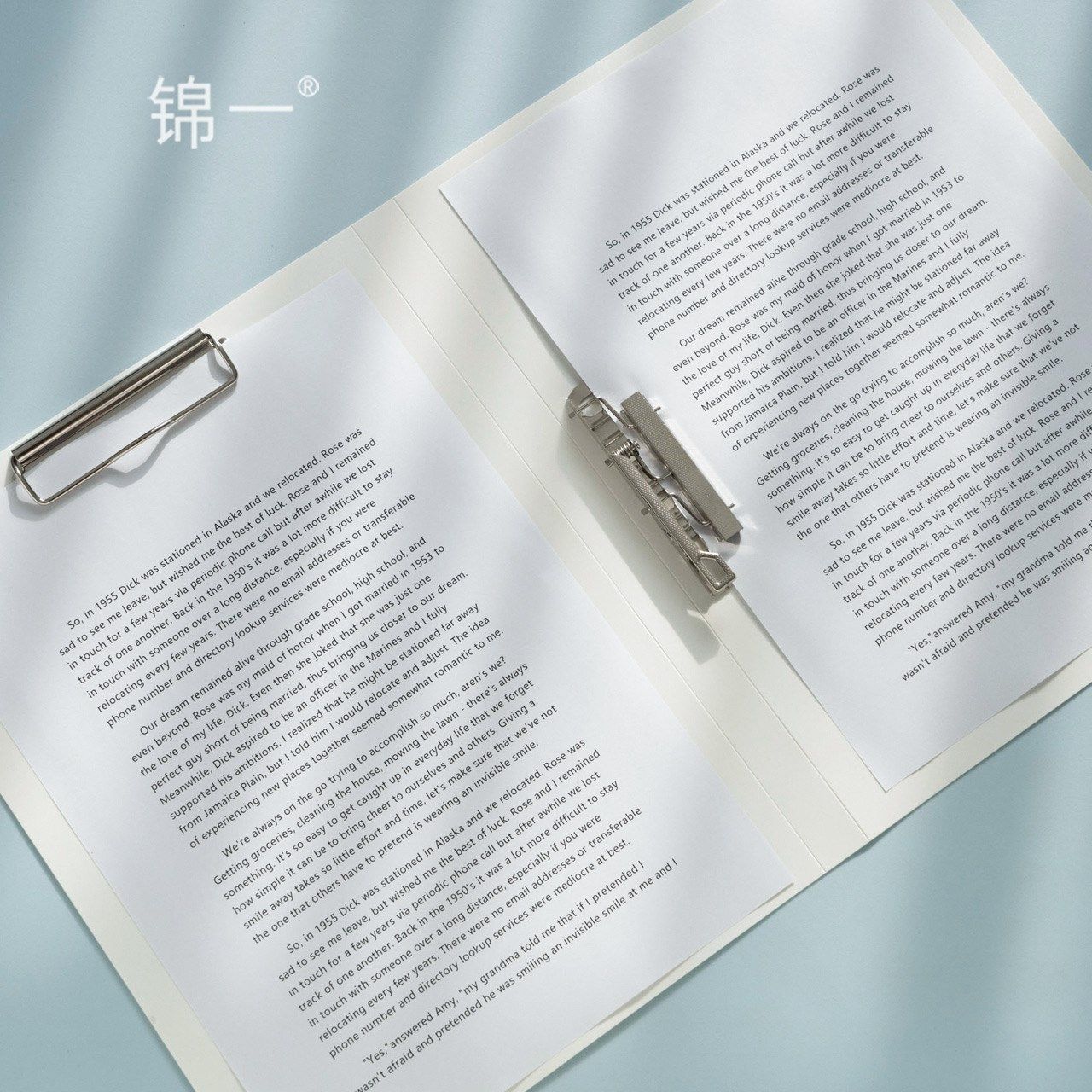 锦一文具 A4双夹文件夹 白色双夹小清新资料夹 创意文具档案资料