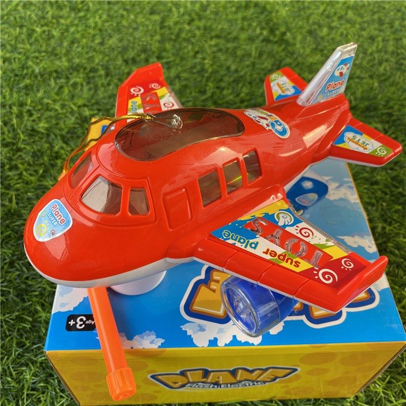 宝宝2--5岁万圣节手提发光飞机灯笼电动玩具旋转音乐灯光客机彩灯