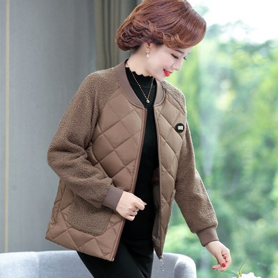 妈妈秋冬装棉衣女中老年人轻薄羽绒棉服中年短款小棉袄外套40岁50