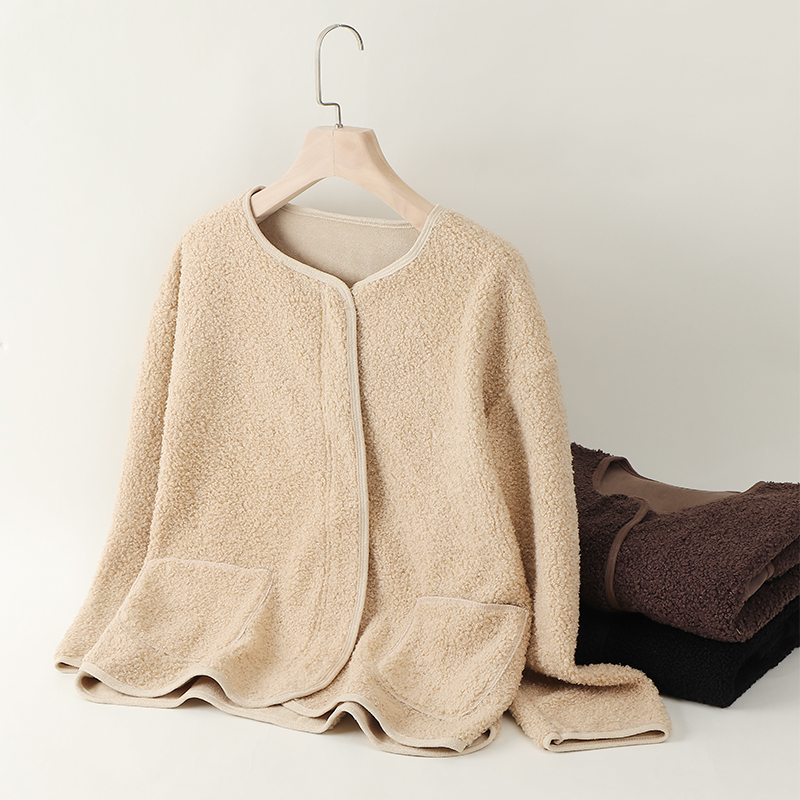 假日概念仿羊羔毛短外套女士秋冬季百搭加厚毛绒皮毛一体港风上衣