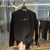 H家 男士 舒适莫代尔 秋季 新款 黑色字母圆领休闲百搭长袖 T恤衫