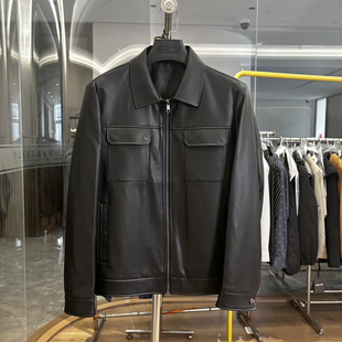 轻奢商务！笔挺有型！秋季新款男士软弹PU皮工装翻领夹克皮衣外套