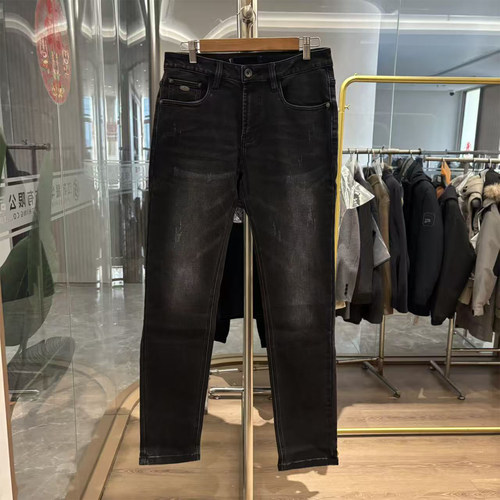 H系直筒修身猫须爪牛仔裤