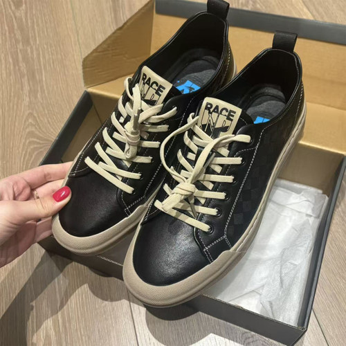 H系头层牛皮橡胶防滑底时尚板鞋