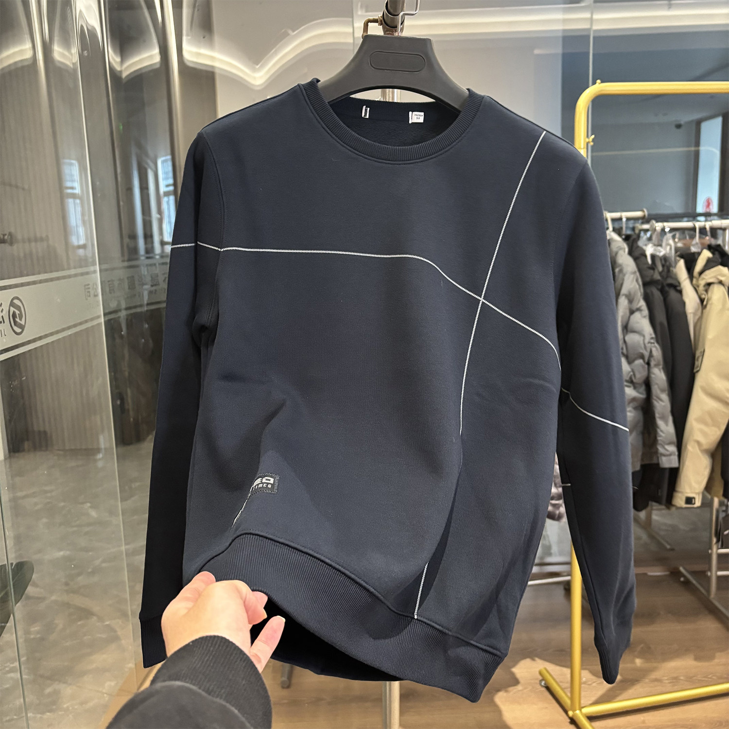 【H家】含羊毛！温暖一体绒！秋冬厚款男士时尚简约圆领长袖卫衣,男装,卫衣,淘宝优惠券,粉丝福利购,淘宝优惠卷