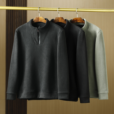 桑蚕丝+绵羊毛半拉链立领卫衣