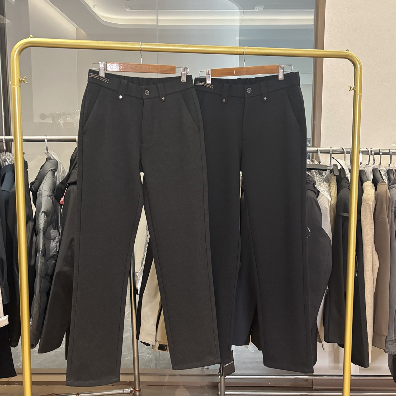 绵羊毛+人字纹松紧腰商务休闲裤