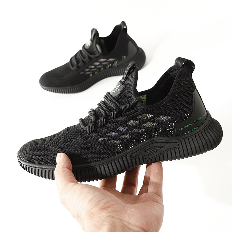 撤柜男鞋夏季新品透气网面运动鞋男休闲黑色彩虹软底休闲跑步鞋子