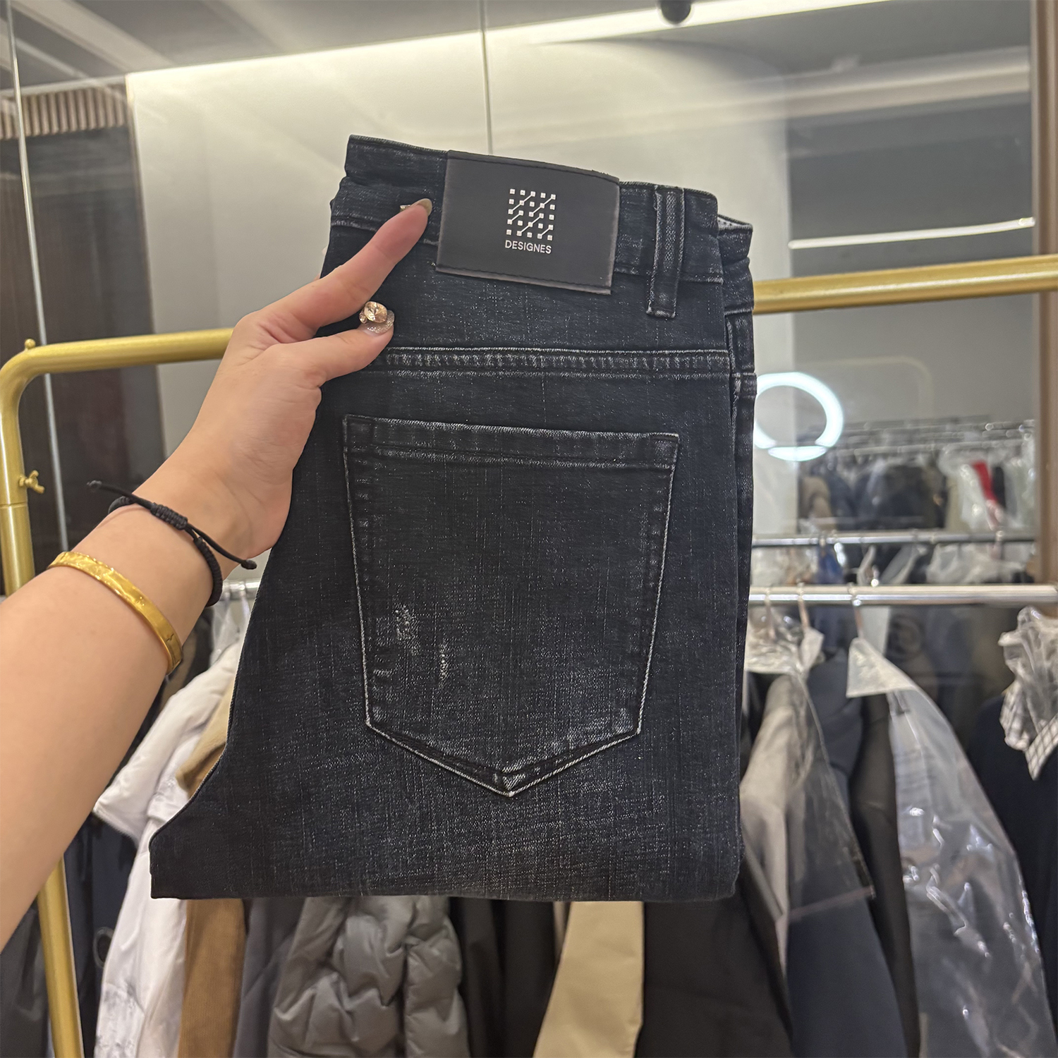 【雅家】柔软亲肤！秋冬厚款男士直筒休闲百搭弹力修身水洗牛仔裤