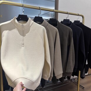半拉链保暖长袖 高品华夫格 加绒加厚时尚 冬季 卫衣男 内里奥粒绒
