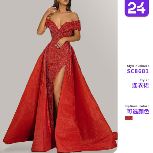 grand display sexy long skirt trailing banquet evening gown