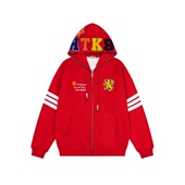 美式 字母刺绣开衫 连帽卫衣男女春秋新款 126KID 宽松加绒帽衫 外套