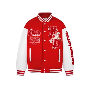 BKID 原创国潮牌马年2026重工刺绣棒球服夹克男女情侣毛呢外套
