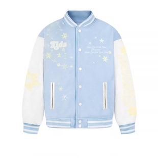 BKID 美式复古雪花珍珠刺绣夹克外套男春季宽松百搭棒球服