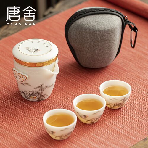 唐舍羊脂玉瓷快客杯泡茶
