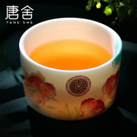 唐舍三星报喜羊脂玉瓷茶杯金鱼陶瓷主人杯德化白瓷高档中式专用杯