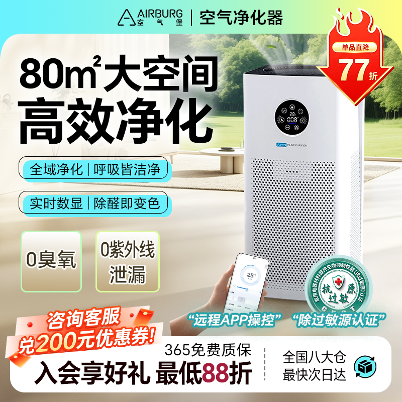 空气堡（AIRBURG）空气净化器家用新房装修除甲醛除菌除异味P3