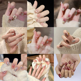 G「她非池物」气质手工穿戴甲碎钻蝴蝶爱心级感美甲穿戴甲24片