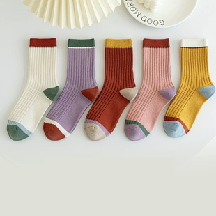 A「她非池物」早秋新款袜子女中筒袜透气花边蝴蝶结百搭通勤袜