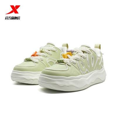 特步可可鞋|板鞋2025夏季新款厚底增高女鞋百搭休闲鞋透气运动鞋