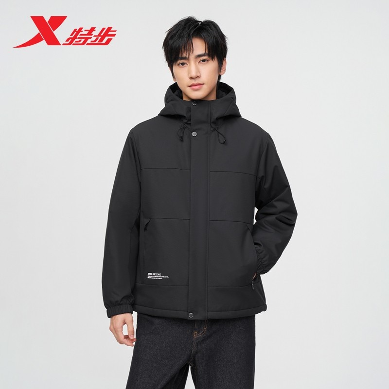 特步棉服男2025年新款冬季运动上衣保暖夹克防风外套975429