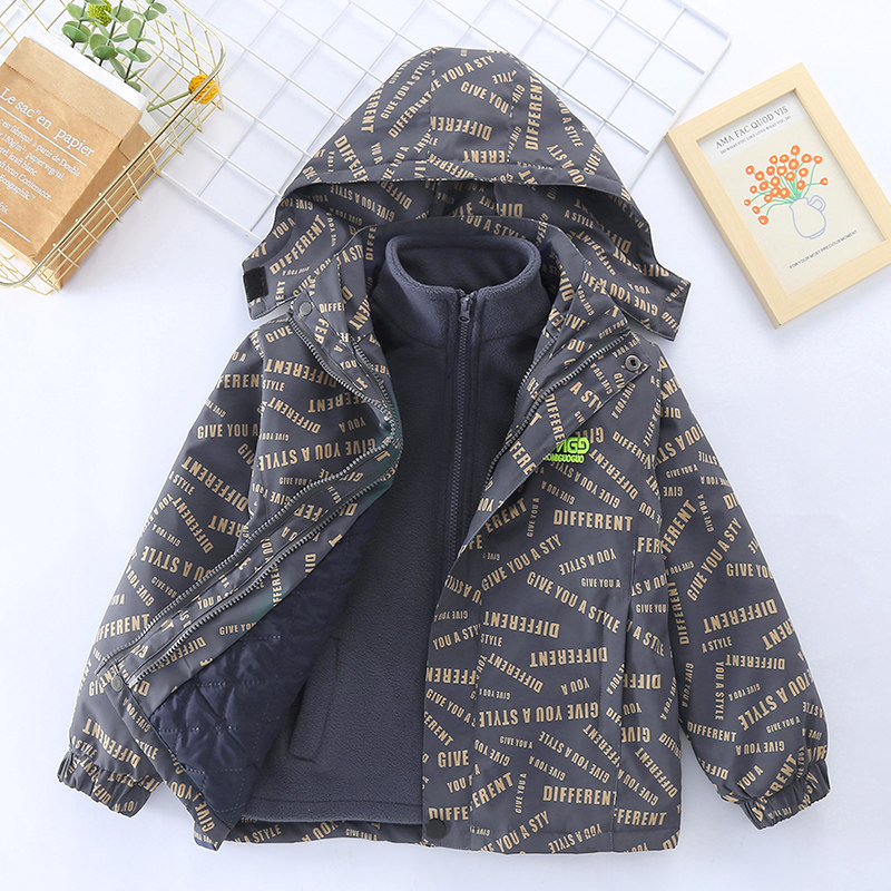 男童冬装外套加棉2026新款儿童秋冬加绒加厚三合一可拆卸冲锋衣潮
