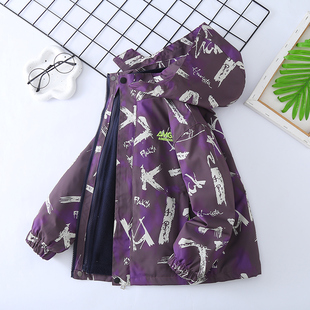 童装男童加绒外套春秋款2026秋季新款洋气儿童冲锋衣三合一可拆卸