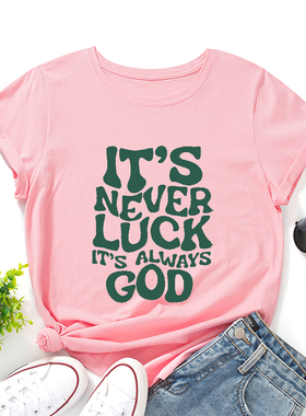 欧美女装Women T-shirt纯棉宽松薄款短袖圆领t恤女创意字母