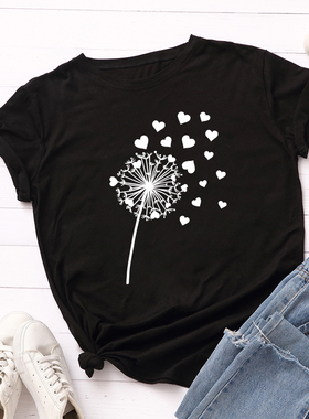 欧美女装蒲公英心型uncorn mom Women T-shirt Tee宽松短袖t恤女