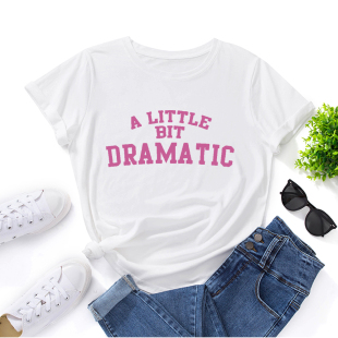 欧美女装Women T-shirt纯棉宽松薄款短袖圆领t恤女创意英文字母