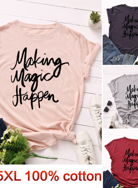 wish ebay欧美大码纯棉短袖t恤女学生印花创意字母Women Tshirts