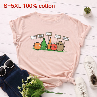 欧美女装纯棉短袖印花