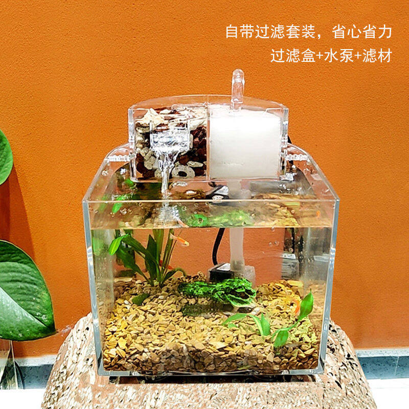 燕之雁桌面小型生态鱼缸长20.8cm配过滤设备+滤材+鱼缸盖免换水鱼属于什么档次？