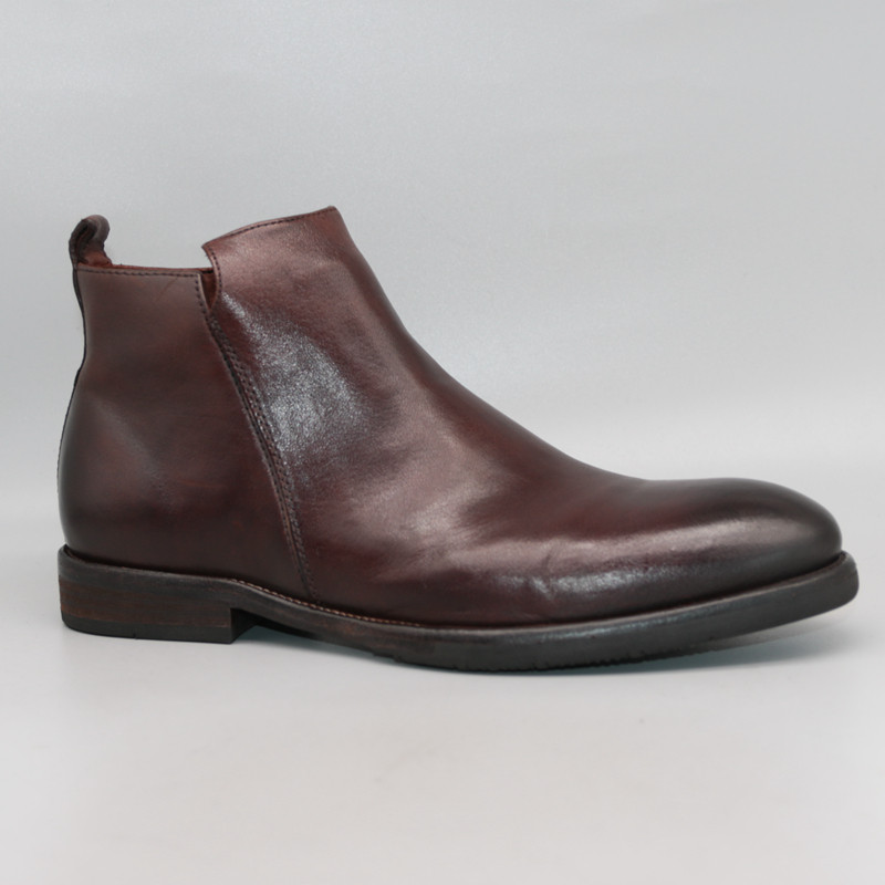 HORSESKIN HIGH-END PICK UP LEAK FOREIGN TRADE GENUINE LEATHER MENS BOOTS COWHIDE BOTTOM GOODYEAR RETRO BUSINESS CHELSEA BOOTS MENS ANKLE BOOTS