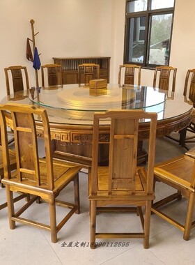 中式家具厂全屋定制之楠木圆桌子餐椅承接住宅家具原木定制需定制