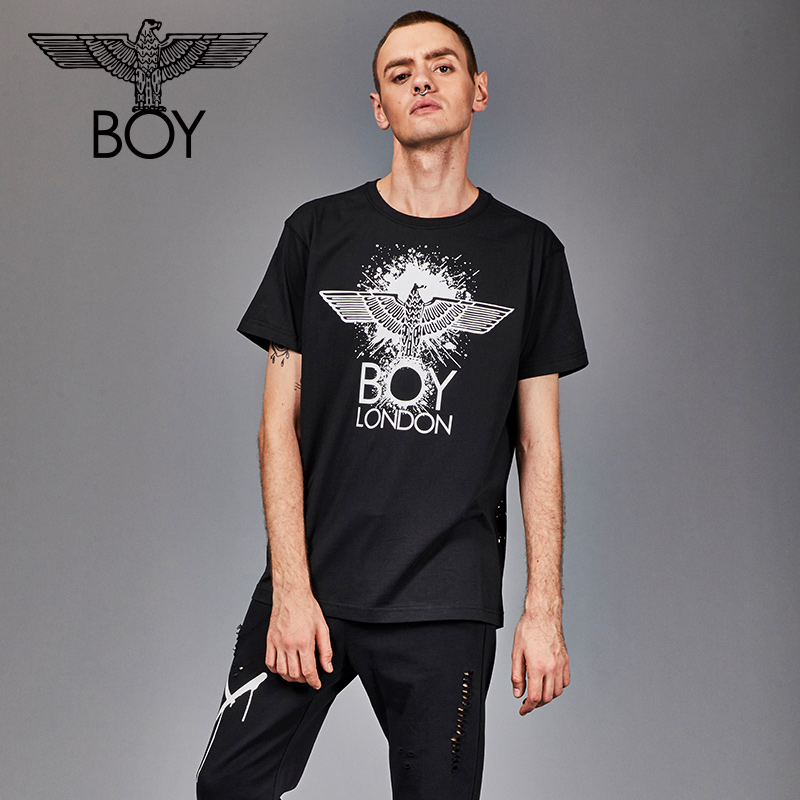 boylondon短袖T恤男老鹰情侣款潮流印花2018秋季新款B182NC303201