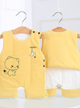 婴儿纯棉肚兜加棉护肚脐围子新生儿宝宝睡觉带腿秋冬季厚款防踢被