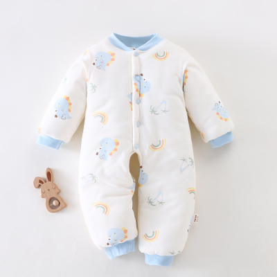 婴儿连体衣服200克开档裤夹棉连体衣新生儿10度穿男女宝宝秋冬季