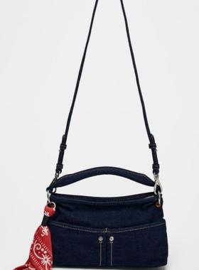 Z家 女包2025春季新款蓝色牛仔包休闲单肩包百搭手提斜挎包